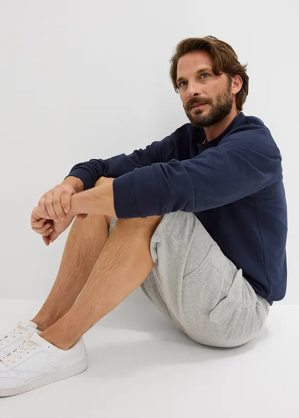 Lang cargo-bermudashorts i 100% bomullstrikot, Regular fit, bonprix