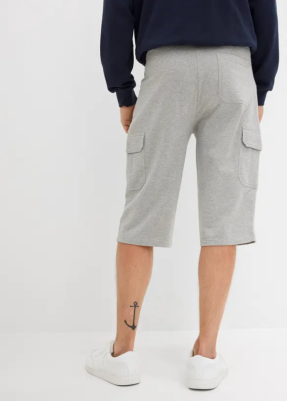 Lang cargo-bermudashorts i 100% bomullstrikot, Regular fit, bonprix