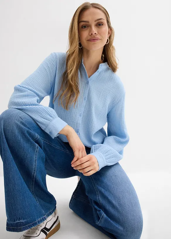 Lang bluse i luftig musselin, bonprix