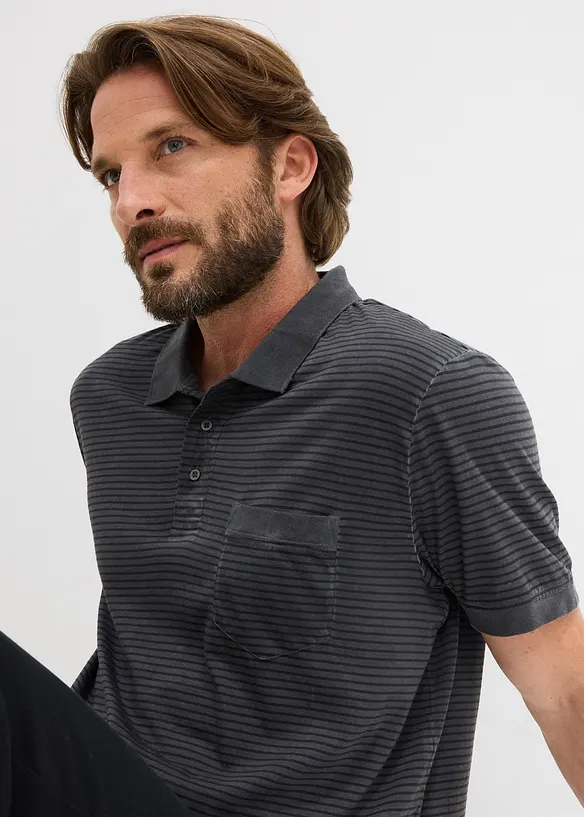 Poloskjorte i vasket stil, bonprix