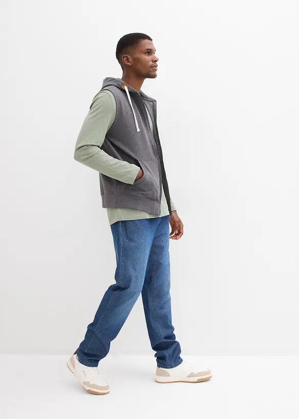 Sweatvest med hette i myk bomullsmiks, bonprix