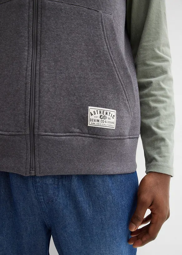 Sweatvest med hette i myk bomullsmiks, bonprix