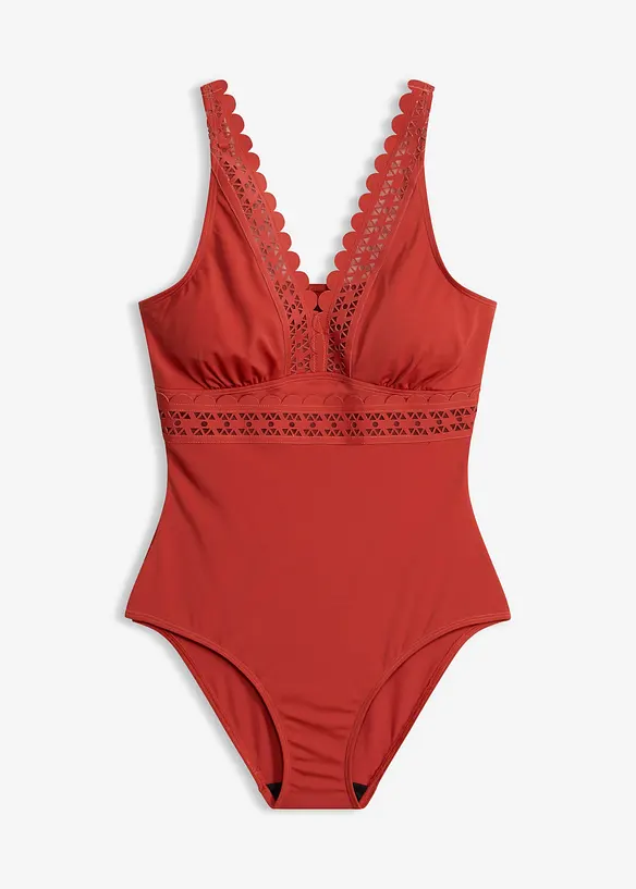 Badedrakt med Laser-Cut-innfellinger, bonprix