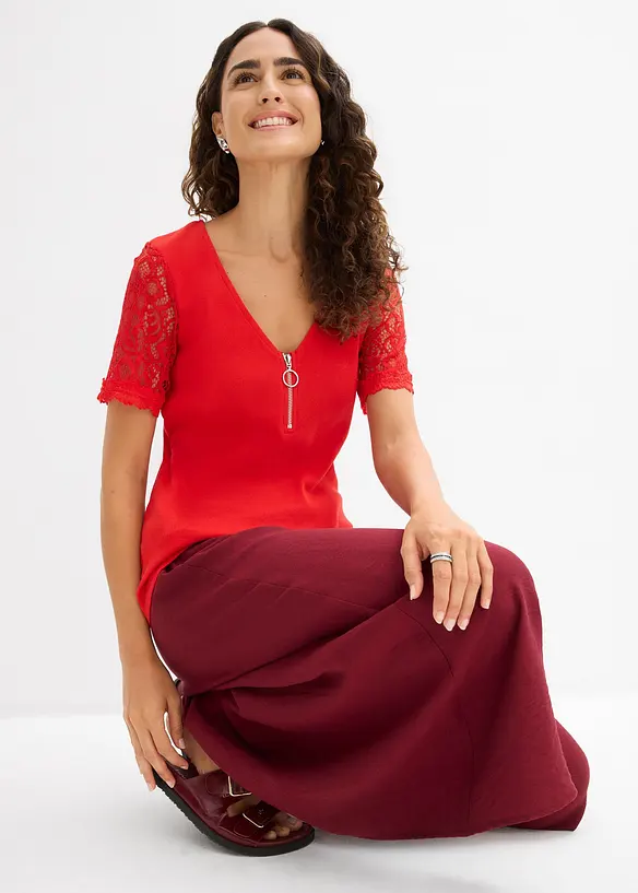 Ribbet topp i bomull, bonprix