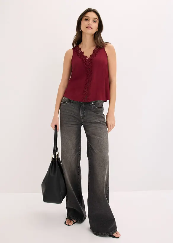 Ermel&oslash;s, krinklet bluse, bonprix