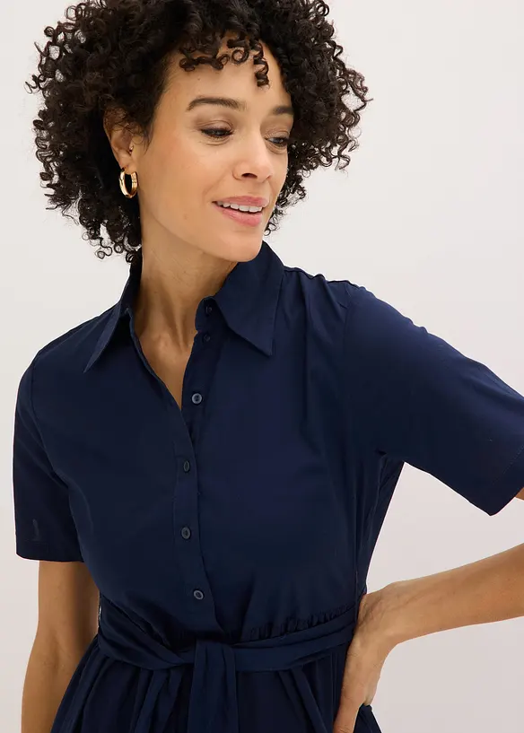 Skjortekjole i elastisk bomullsmiks, bonprix