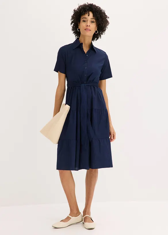 Skjortekjole i elastisk bomullsmiks, bonprix