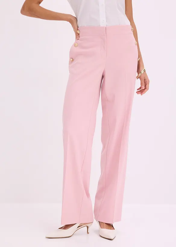 Bukse med vide ben og dekorative knapper, bonprix