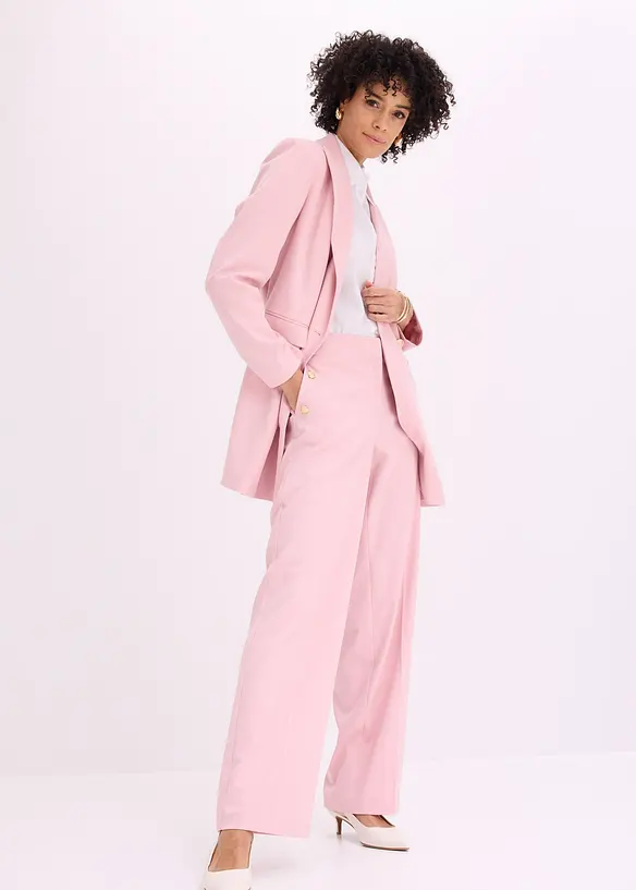 Bukse med vide ben og dekorative knapper, bonprix