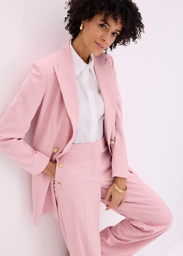 Bukse med vide ben og dekorative knapper, bonprix