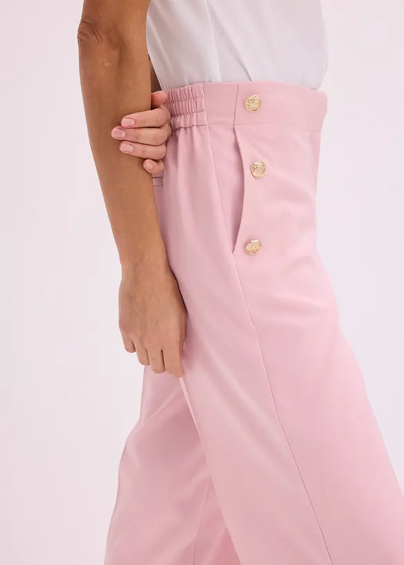 Bukse med vide ben og dekorative knapper, bonprix