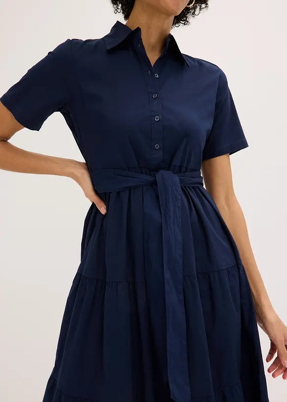 Skjortekjole i elastisk bomullsmiks, bonprix