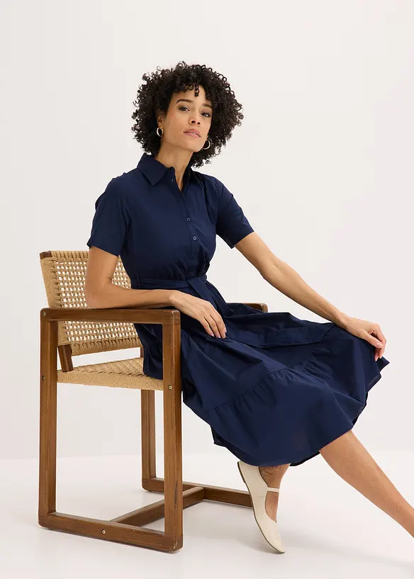 Skjortekjole i elastisk bomullsmiks, bonprix