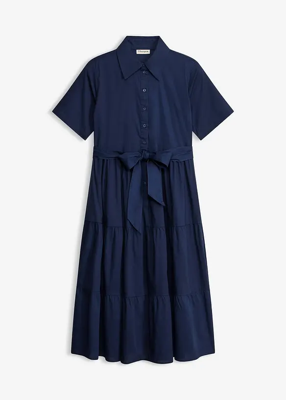 Skjortekjole i elastisk bomullsmiks, bonprix