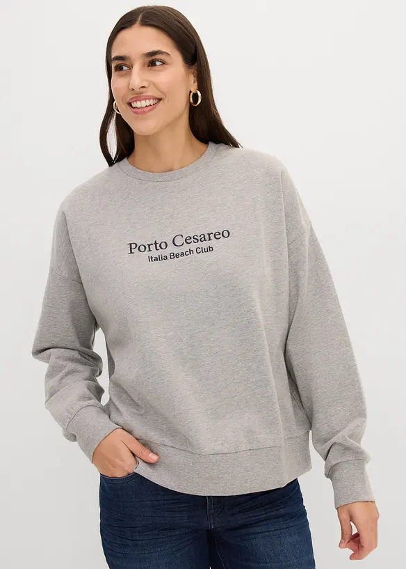 Oversized sweatshirt med broderi, bonprix