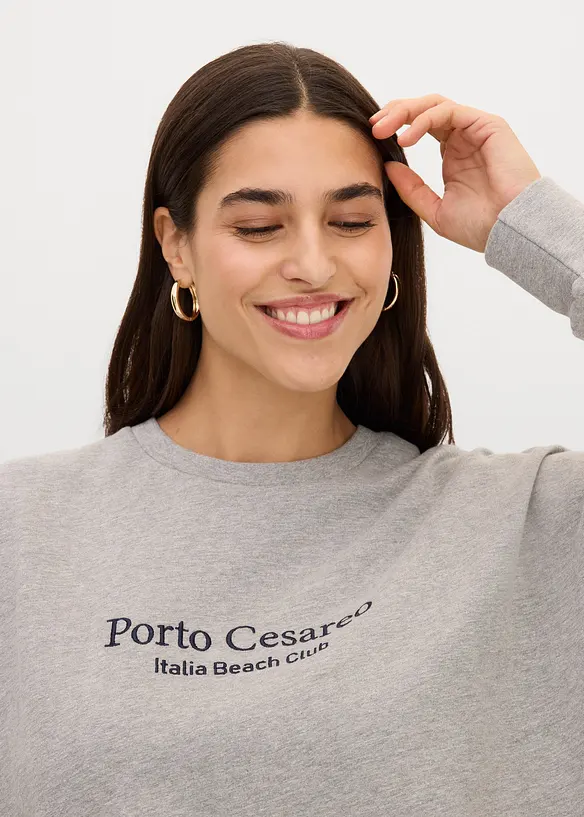 Oversized sweatshirt med broderi, bonprix