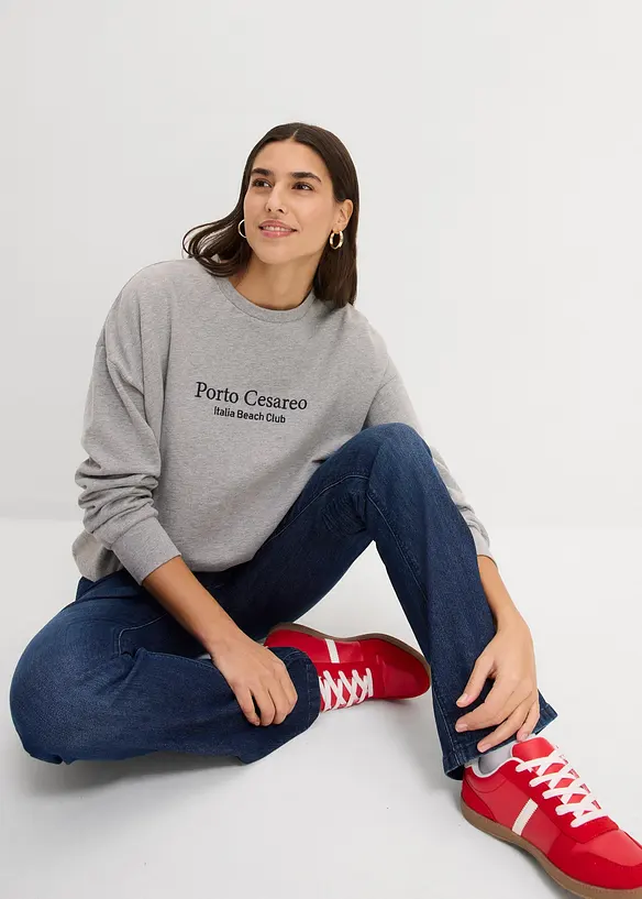 Oversized sweatshirt med broderi, bonprix