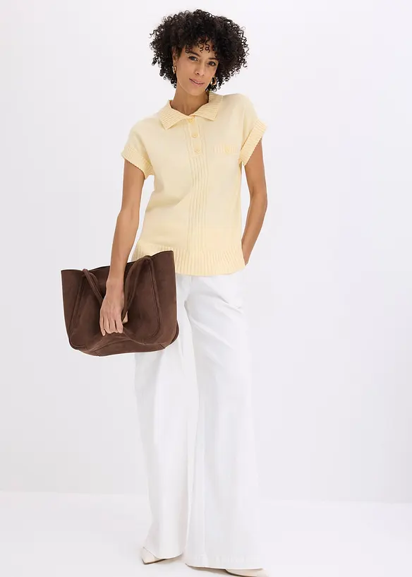 Genser med bomull og krage, bonprix