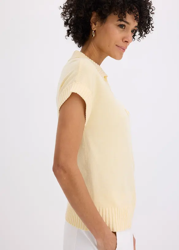 Genser med bomull og krage, bonprix