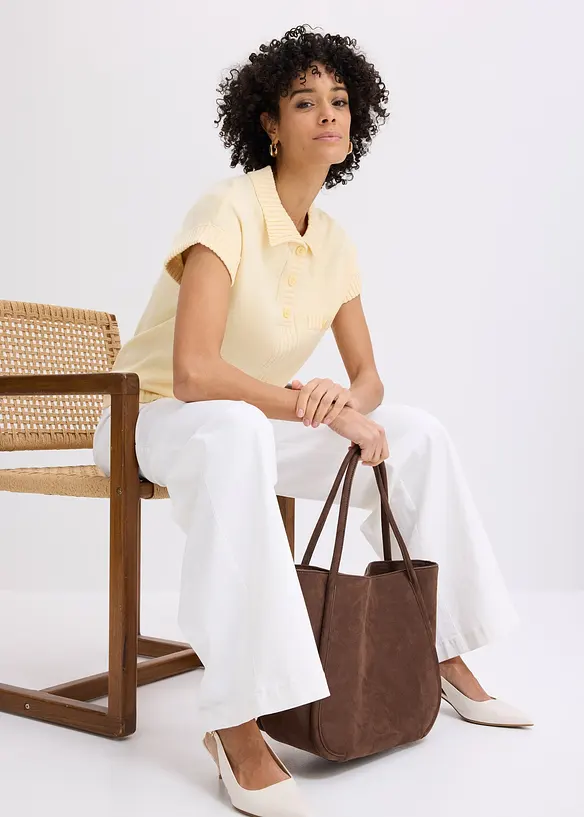 Genser med bomull og krage, bonprix