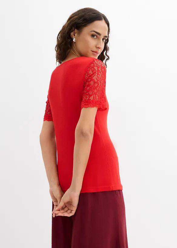 Ribbet topp i bomull, bonprix