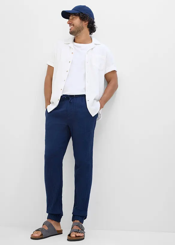 Regular Fit slip-on-bukse i 100% bomull, Tapered, bonprix