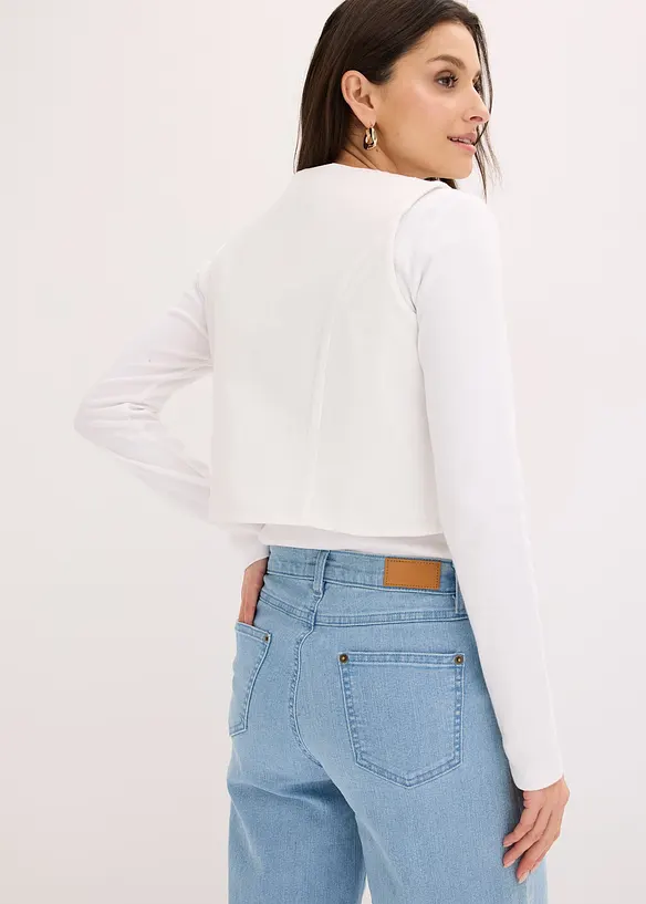 Brodert vest av luftig linmiks, bonprix