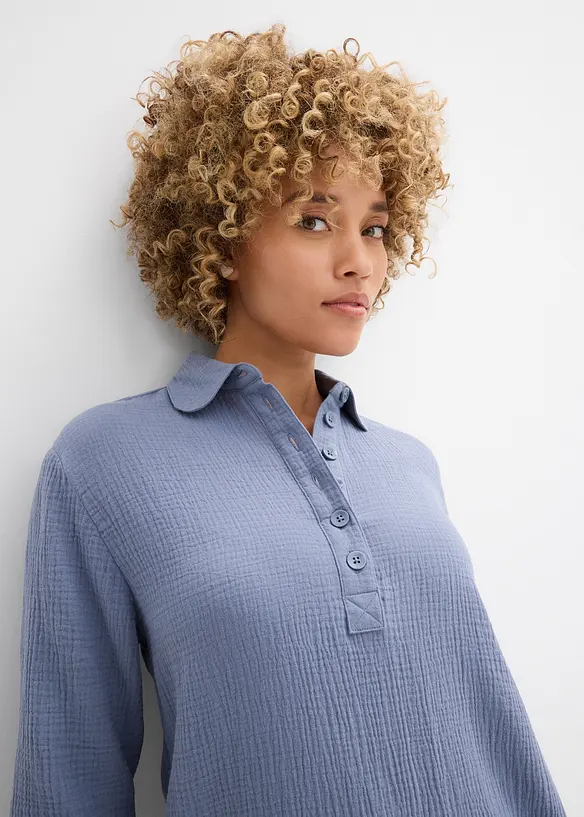 Skjortekjole i myk bomullsmusselin, bonprix