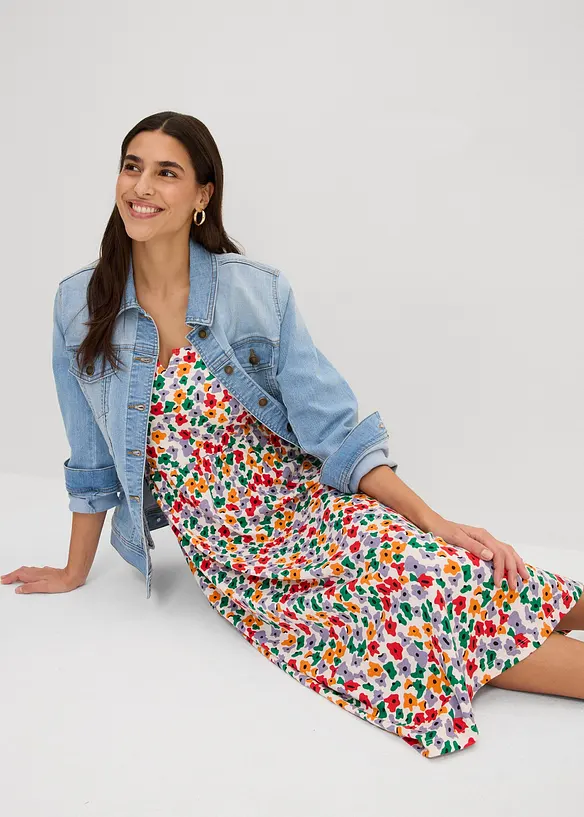 Trikotkjole i bomull med viskose, bonprix