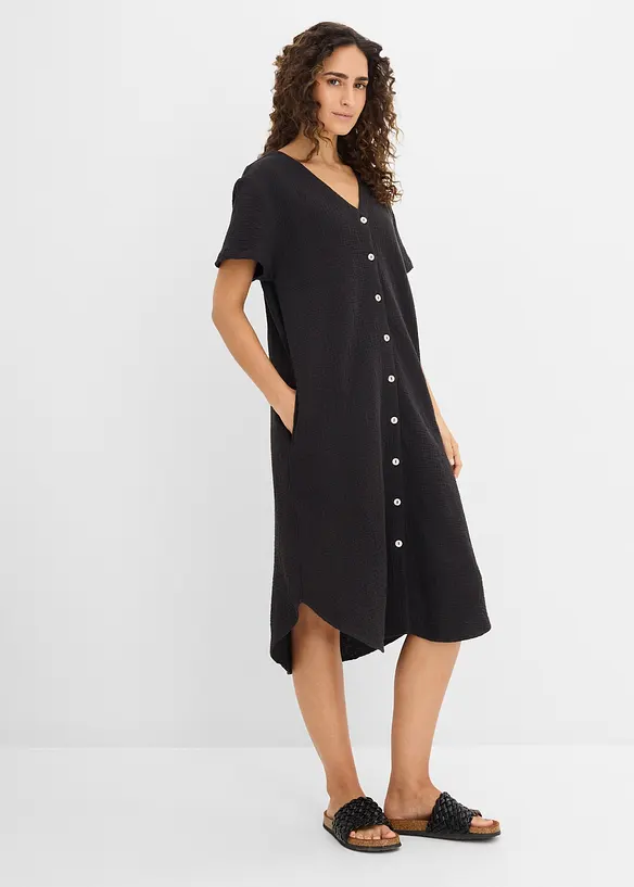 Skjortekjole i myk musselin, bonprix