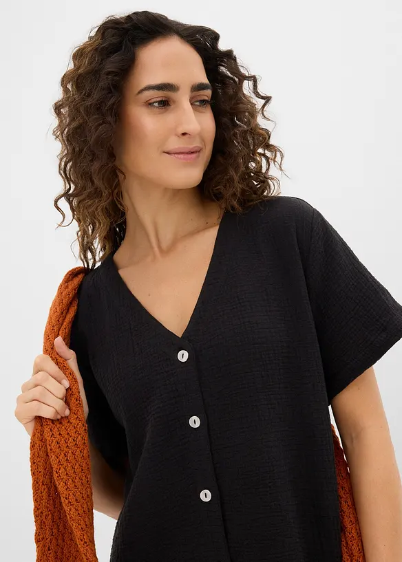 Skjortekjole i myk musselin, bonprix