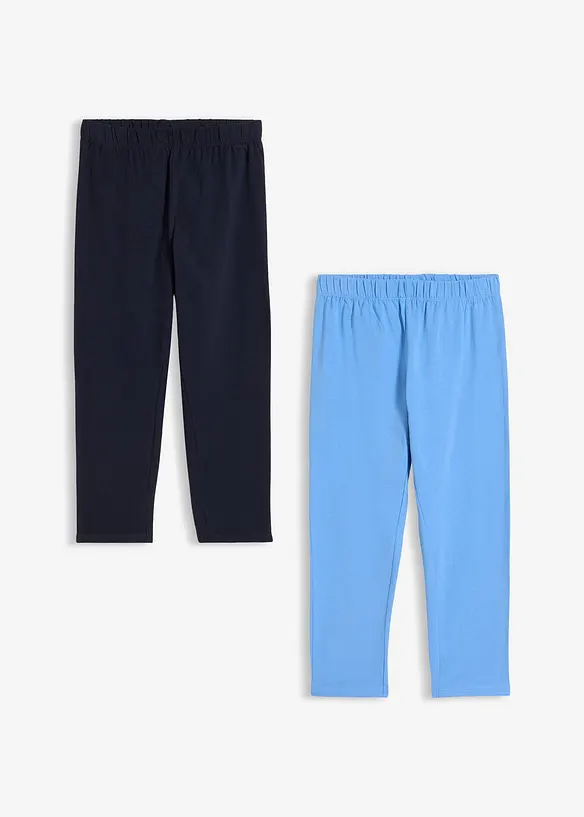 Caprileggings i &oslash;kologisk bomullsmiks (2-pack), bonprix