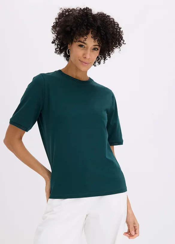 Topp med blondekant, bonprix