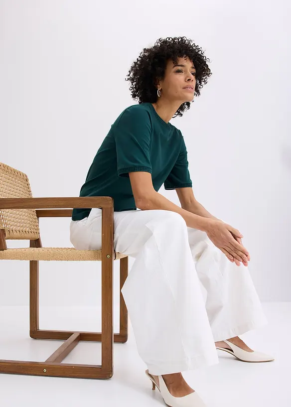 Topp med blondekant, bonprix