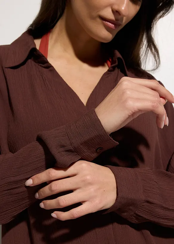 Lang strandskjorte i lett viskose, bonprix