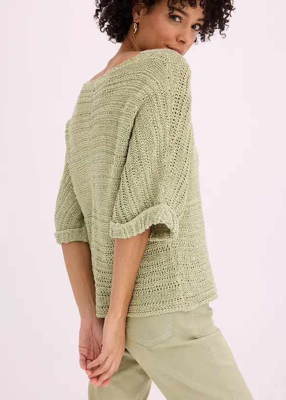 Grovstrikket genser i b&aring;ndgarn, bonprix