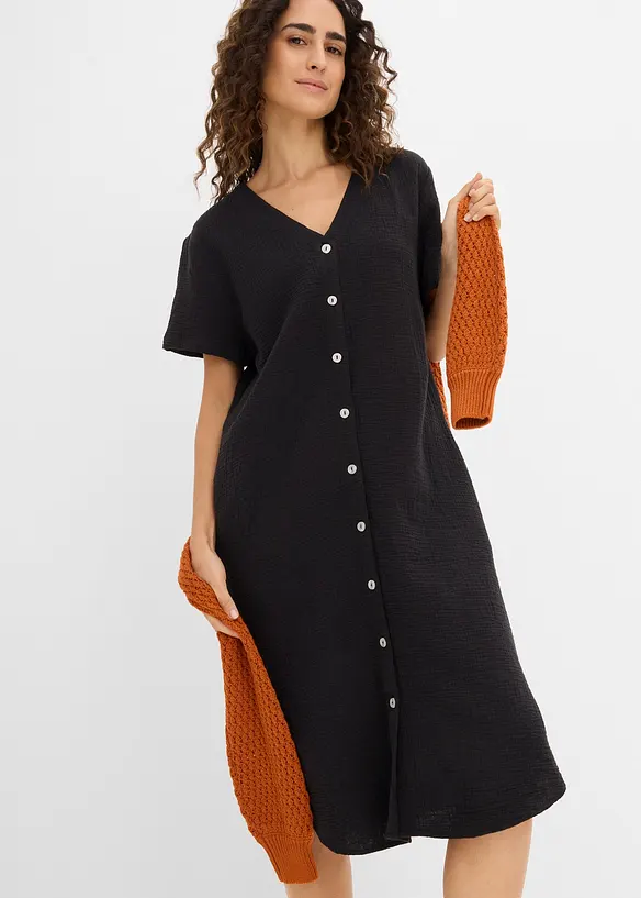 Skjortekjole i myk musselin, bonprix