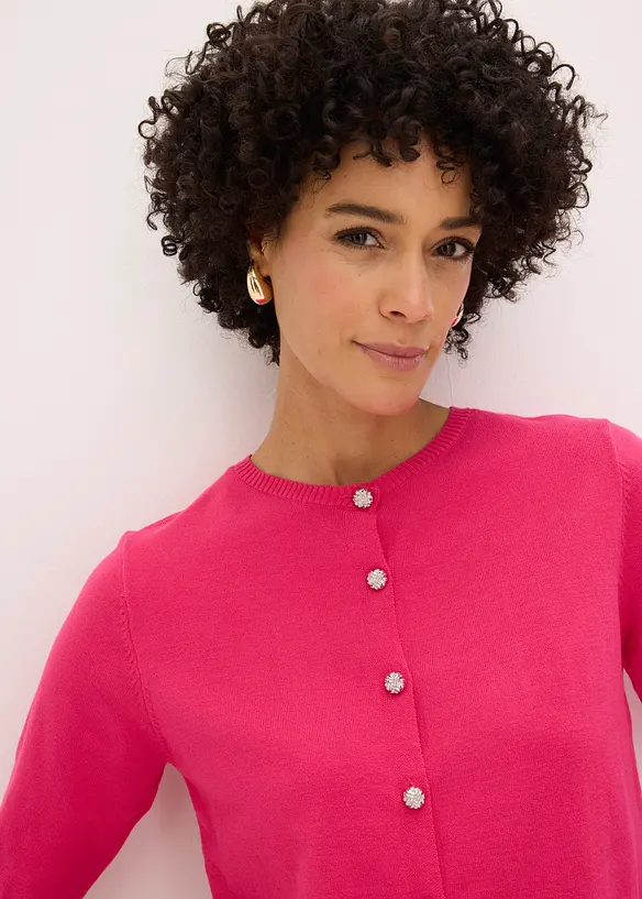 Finstrikket cardigan i lett viskosemiks, bonprix