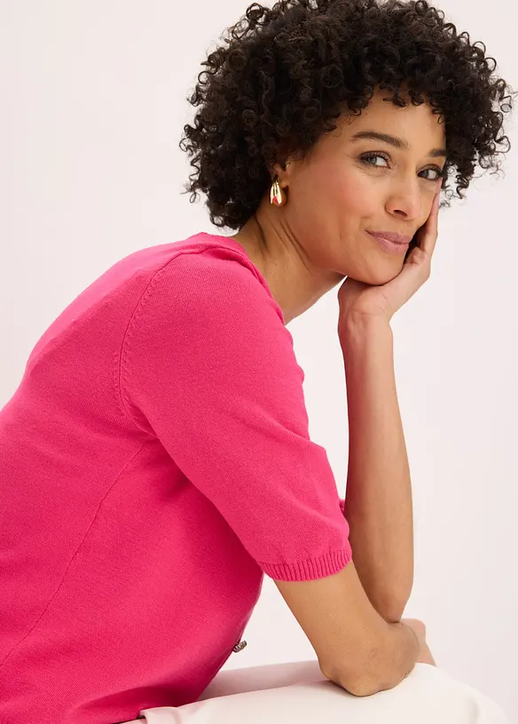 Finstrikket cardigan i lett viskosemiks, bonprix