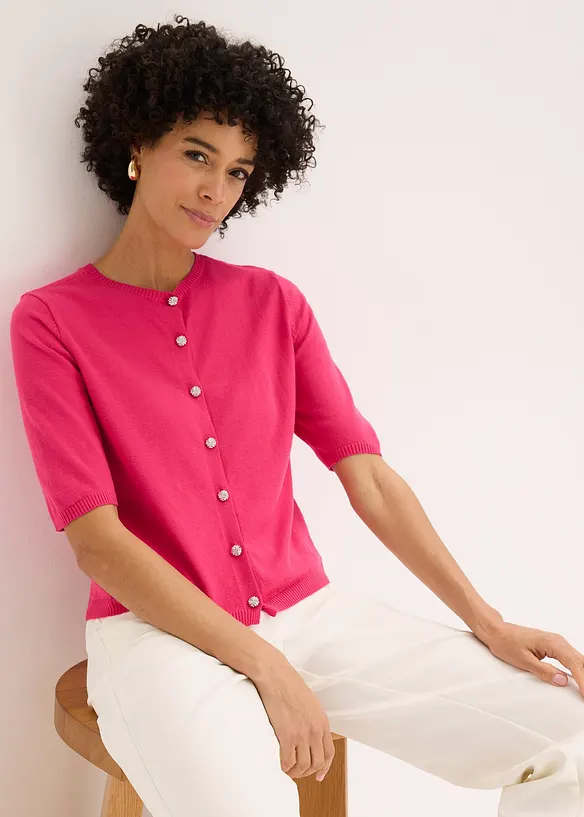 Finstrikket cardigan i lett viskosemiks, bonprix