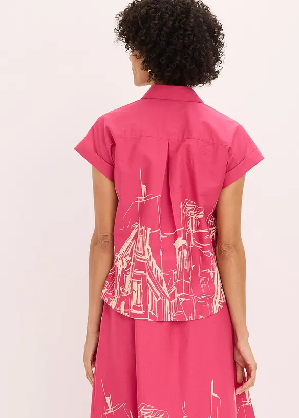 Oversized, kortermet skjorte i bomullspoplin, bonprix