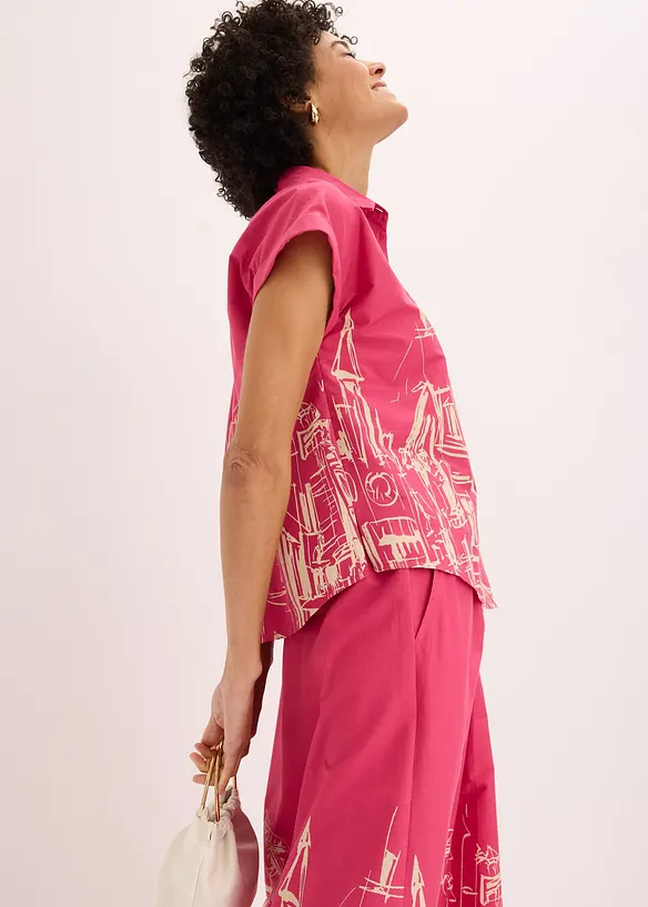 Oversized, kortermet skjorte i bomullspoplin, bonprix