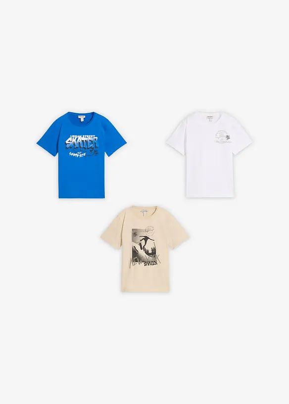 T-skjorte i 100% &oslash;kologisk bomull (3-pack), bonprix