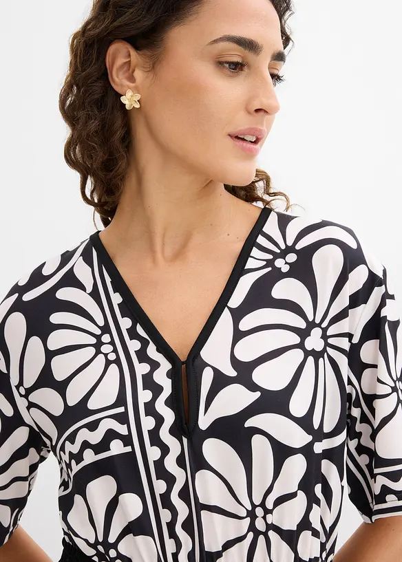 Midikjole med dyp utringning, bonprix