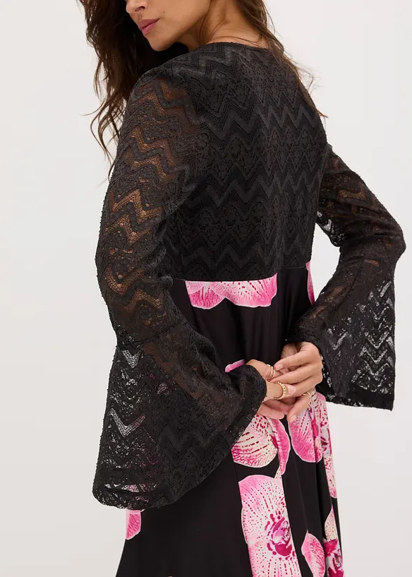 Jerseykjole med blonder, bonprix