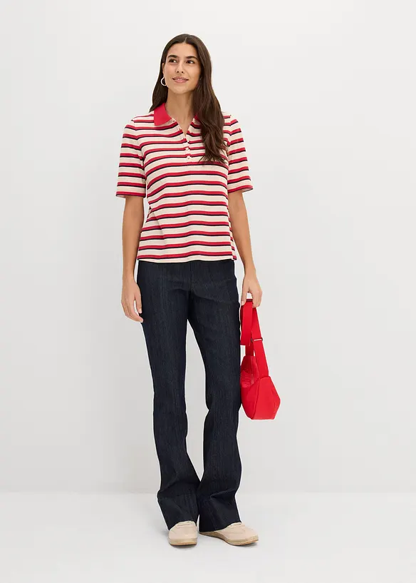 Topp med krage i 100% bomull, bonprix