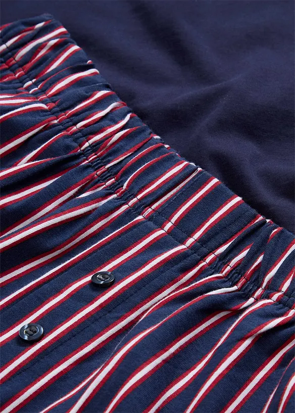Kort pyjamas med bukse i vevet materiale av 100% bomull, bonprix