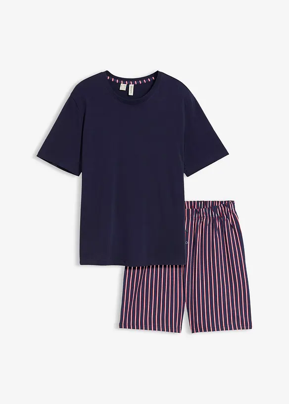Kort pyjamas med bukse i vevet materiale av 100% bomull, bonprix