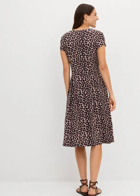 Leopardm&oslash;nstret jerseykjole, bonprix