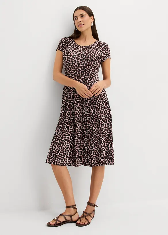 Leopardm&oslash;nstret jerseykjole, bonprix